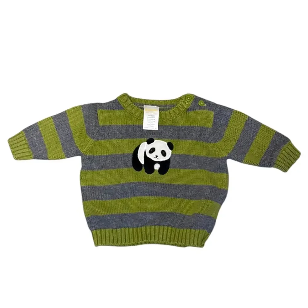Gymboree Vintage 2007 Little Panda Bear Striped Cotton Sweater 0-3 Months